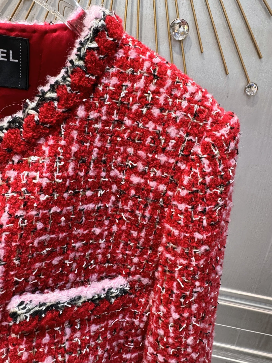 Cha**25FW Red tweed coat