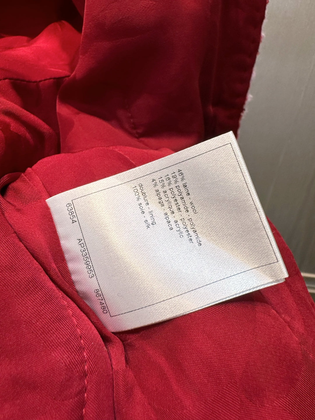 Cha**25FW Red tweed coat