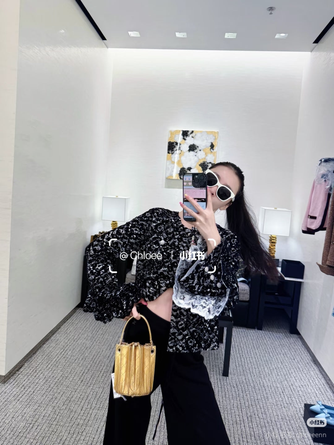 Cha**black lace embroidered coat