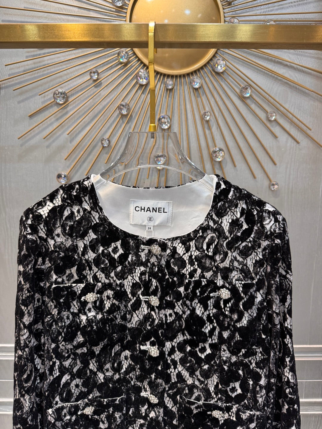 Cha**black lace embroidered coat