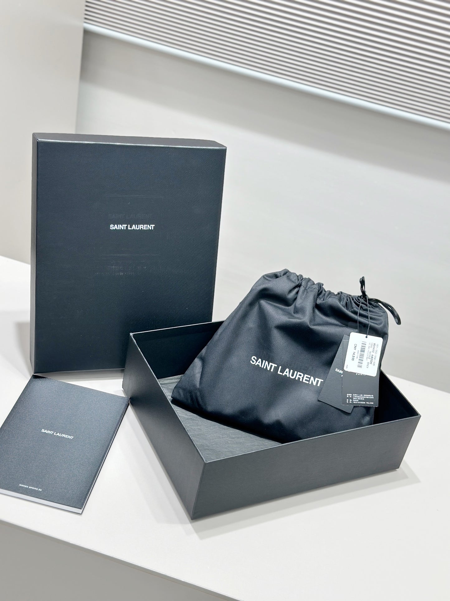 Ys** brown plain calfskin chain bag