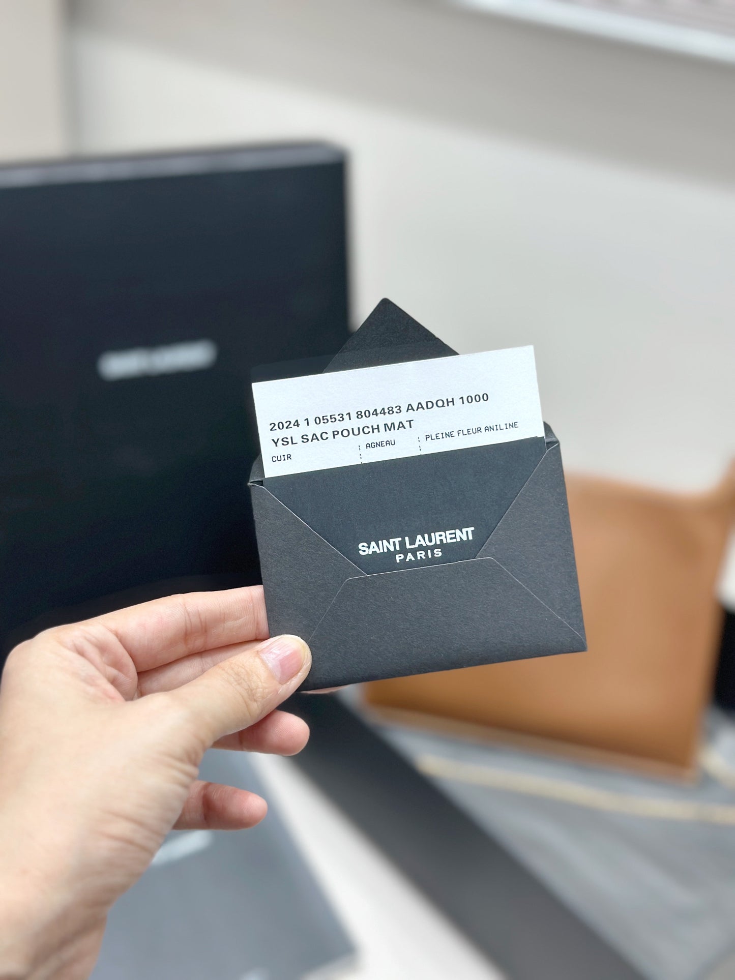 Ys** brown plain calfskin chain bag