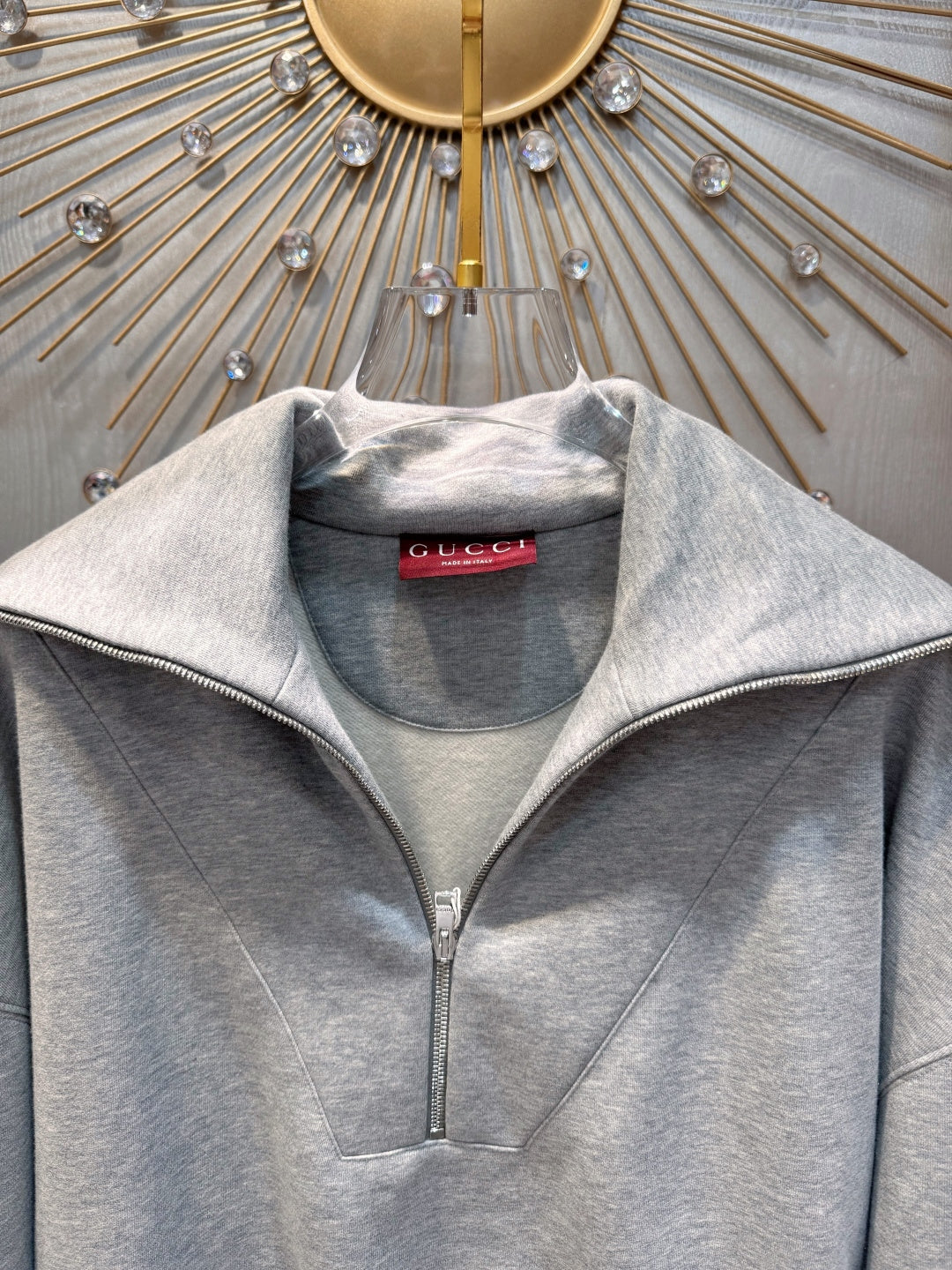Guc**new gray half-zip sweatshirt set