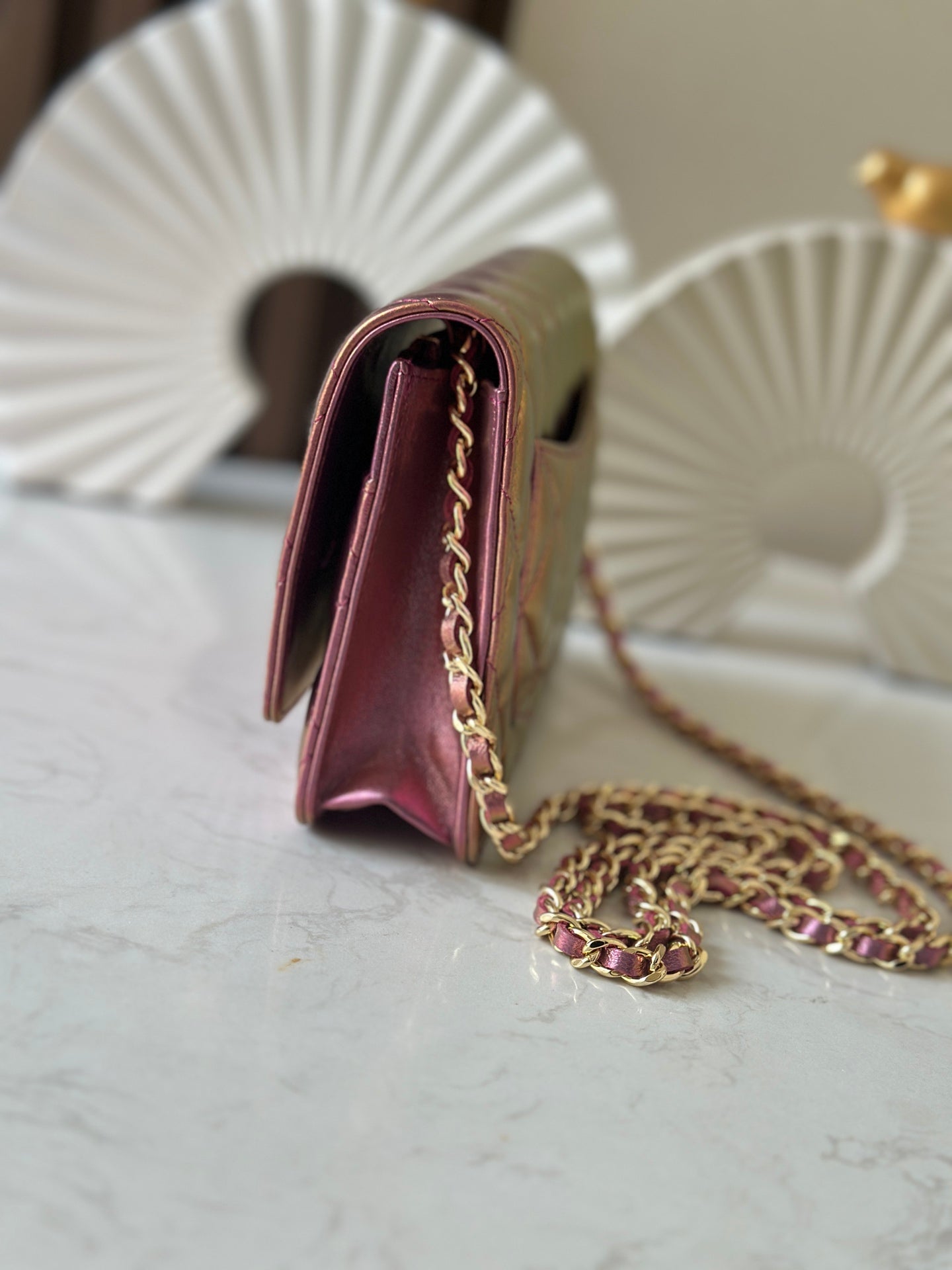 Cha**WOC flight attendant bag pearlescent lambskin