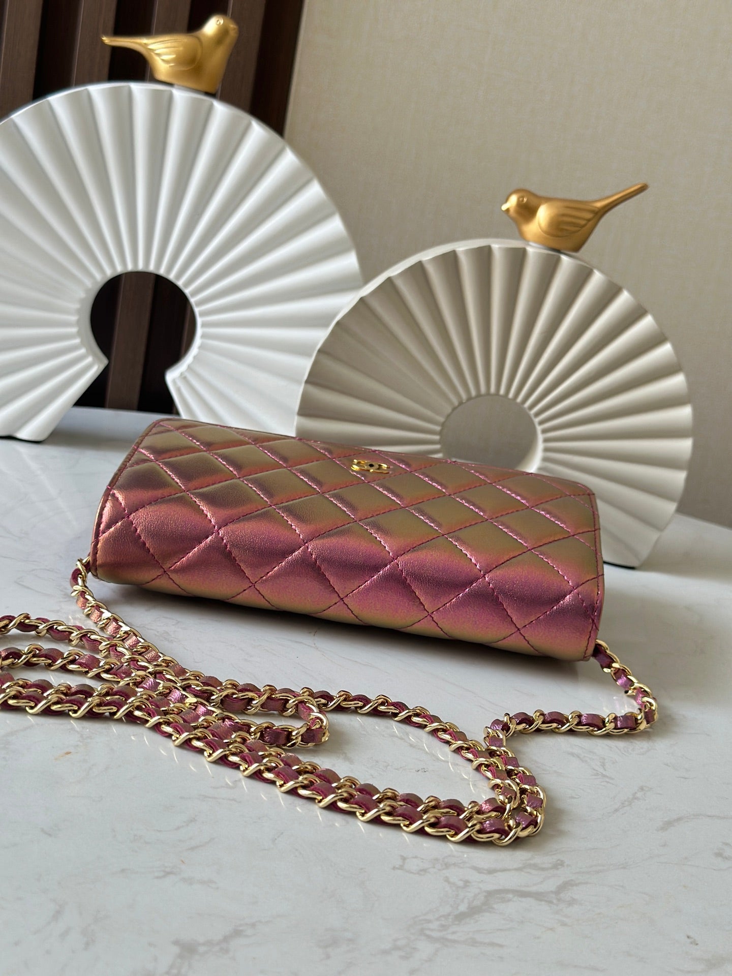 Cha**WOC flight attendant bag pearlescent lambskin