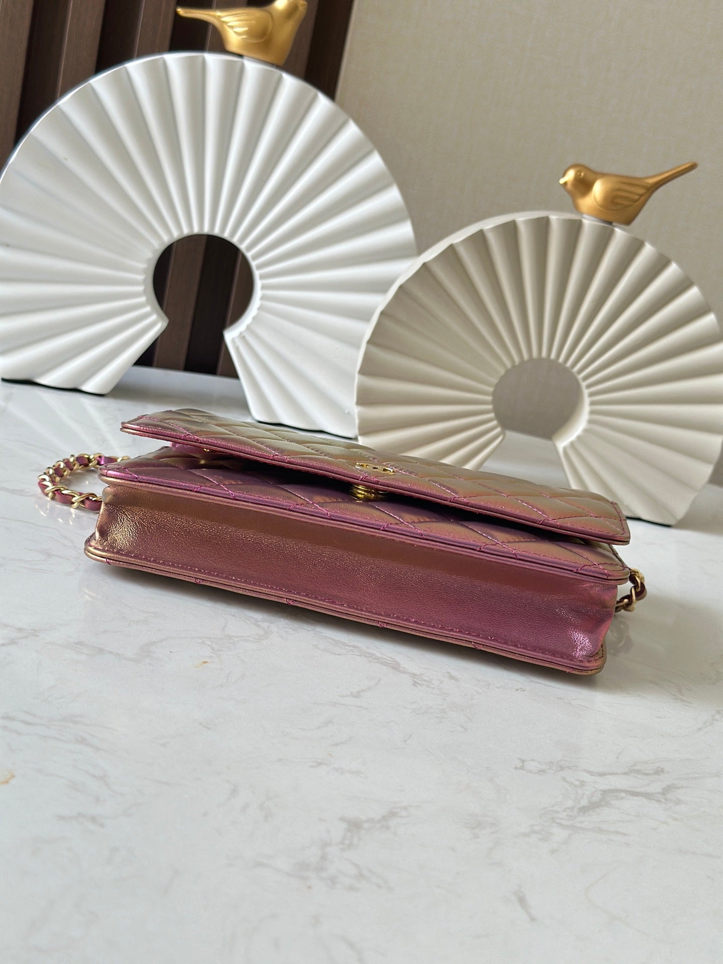 Cha**WOC flight attendant bag pearlescent lambskin