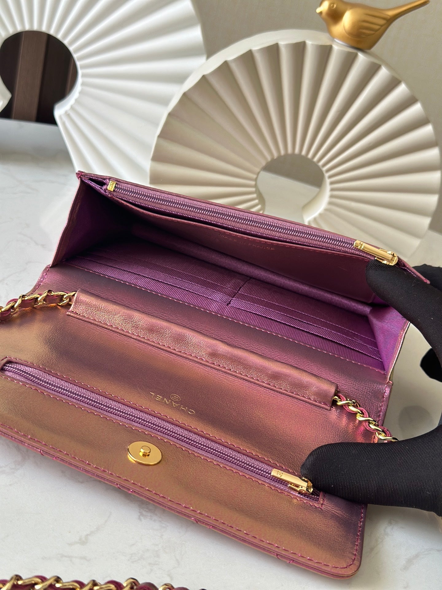 Cha**WOC flight attendant bag pearlescent lambskin