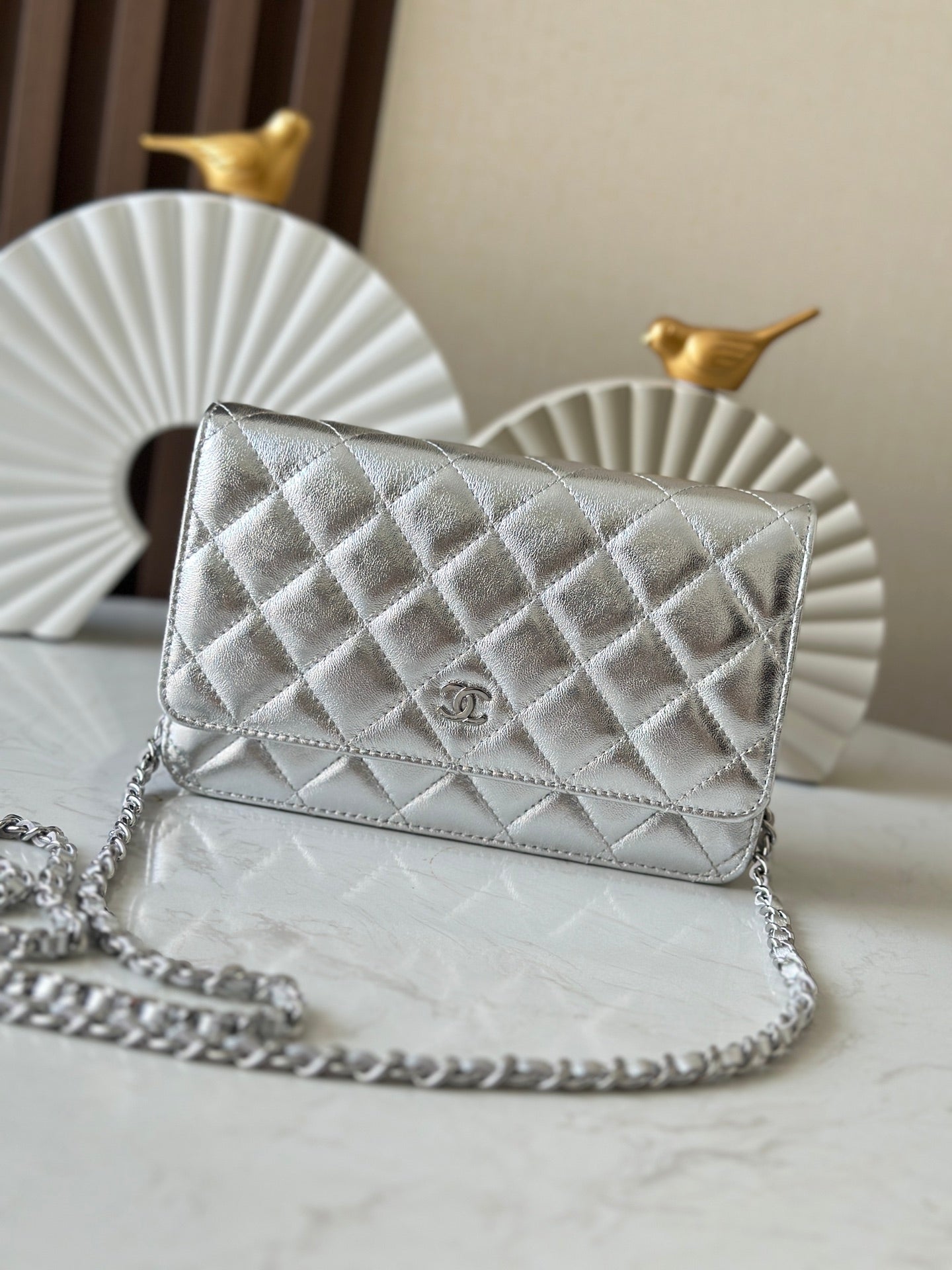 Cha**WOC flight attendant bag pearlescent lambskin