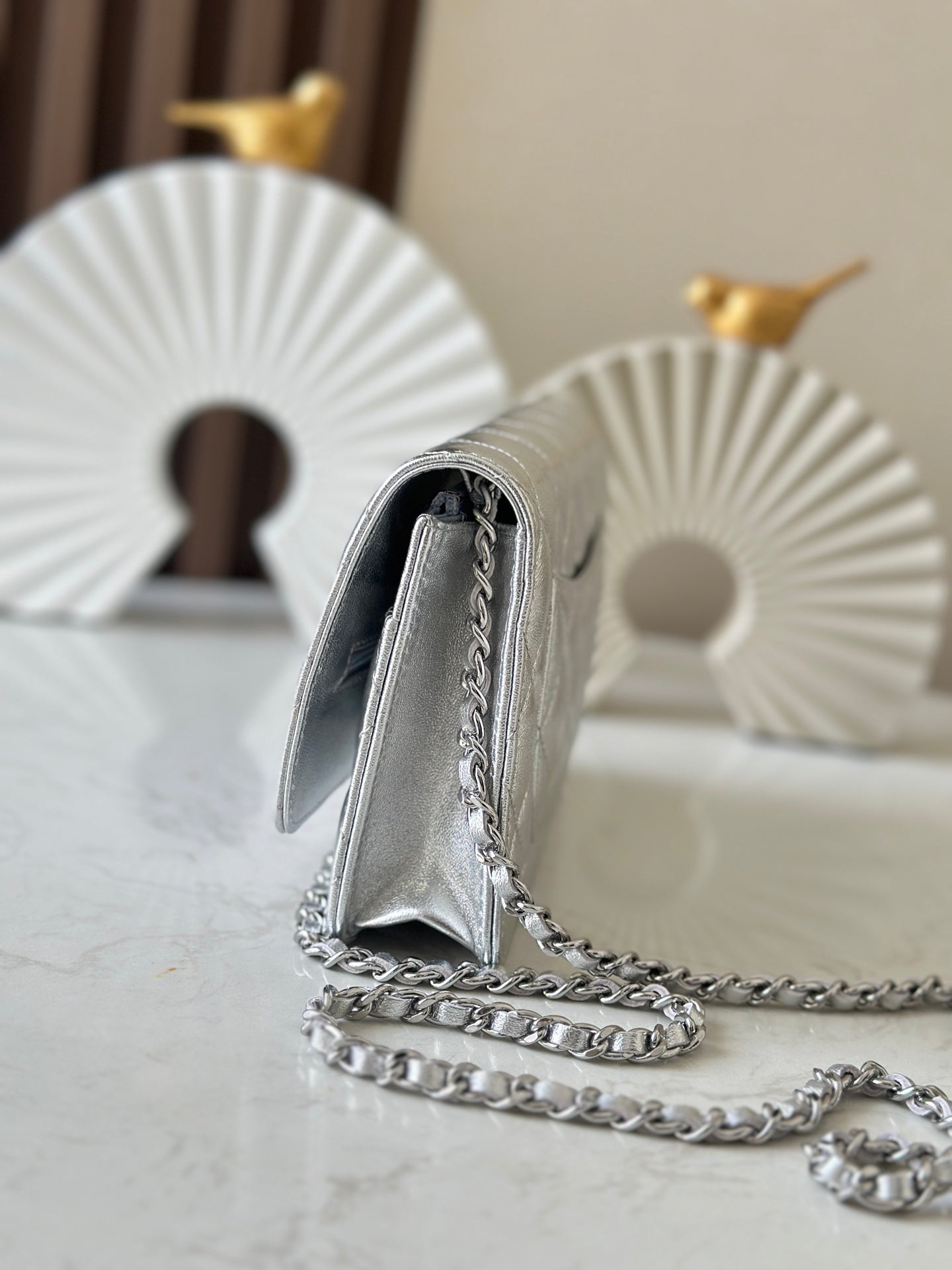 Cha**WOC flight attendant bag pearlescent lambskin