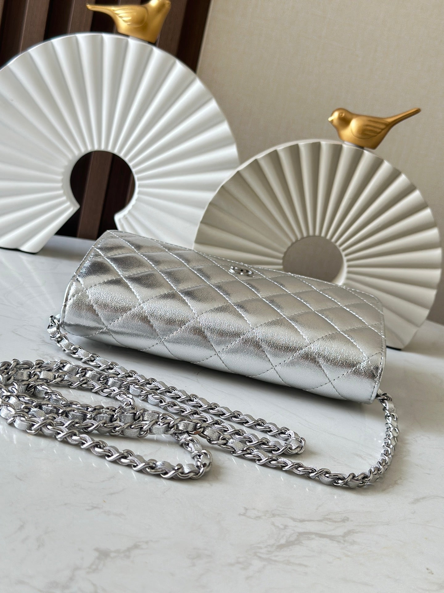 Cha**WOC flight attendant bag pearlescent lambskin