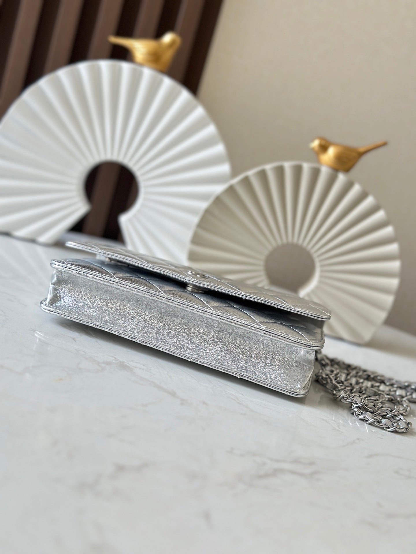 Cha**WOC flight attendant bag pearlescent lambskin