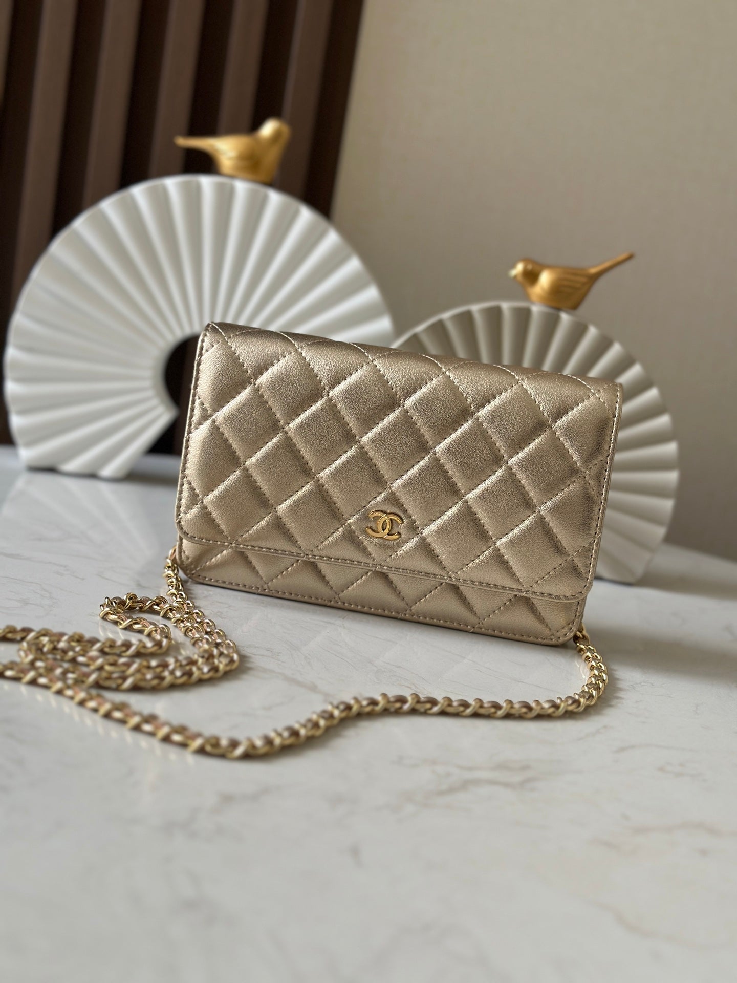 Cha**WOC flight attendant bag pearlescent lambskin