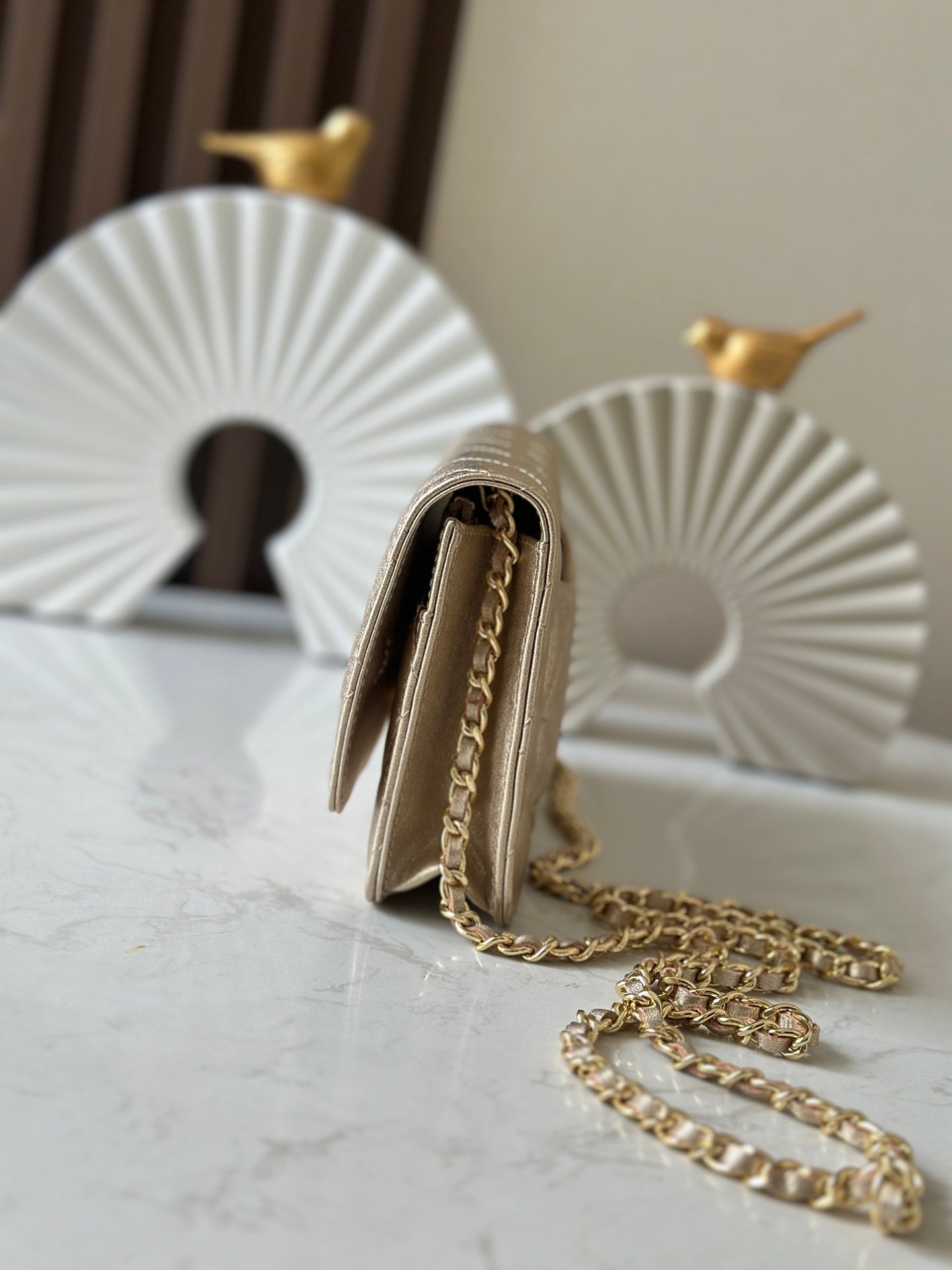 Cha**WOC flight attendant bag pearlescent lambskin