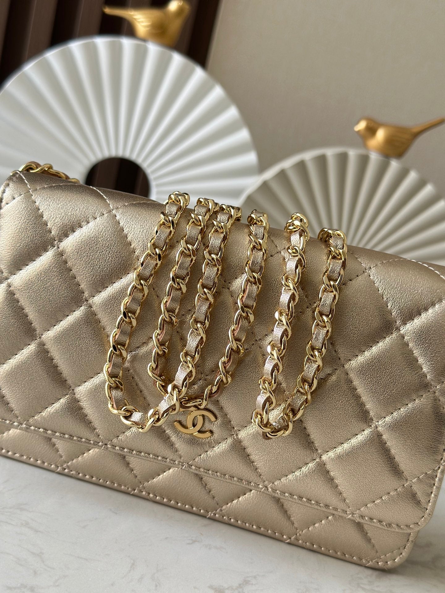 Cha**WOC flight attendant bag pearlescent lambskin