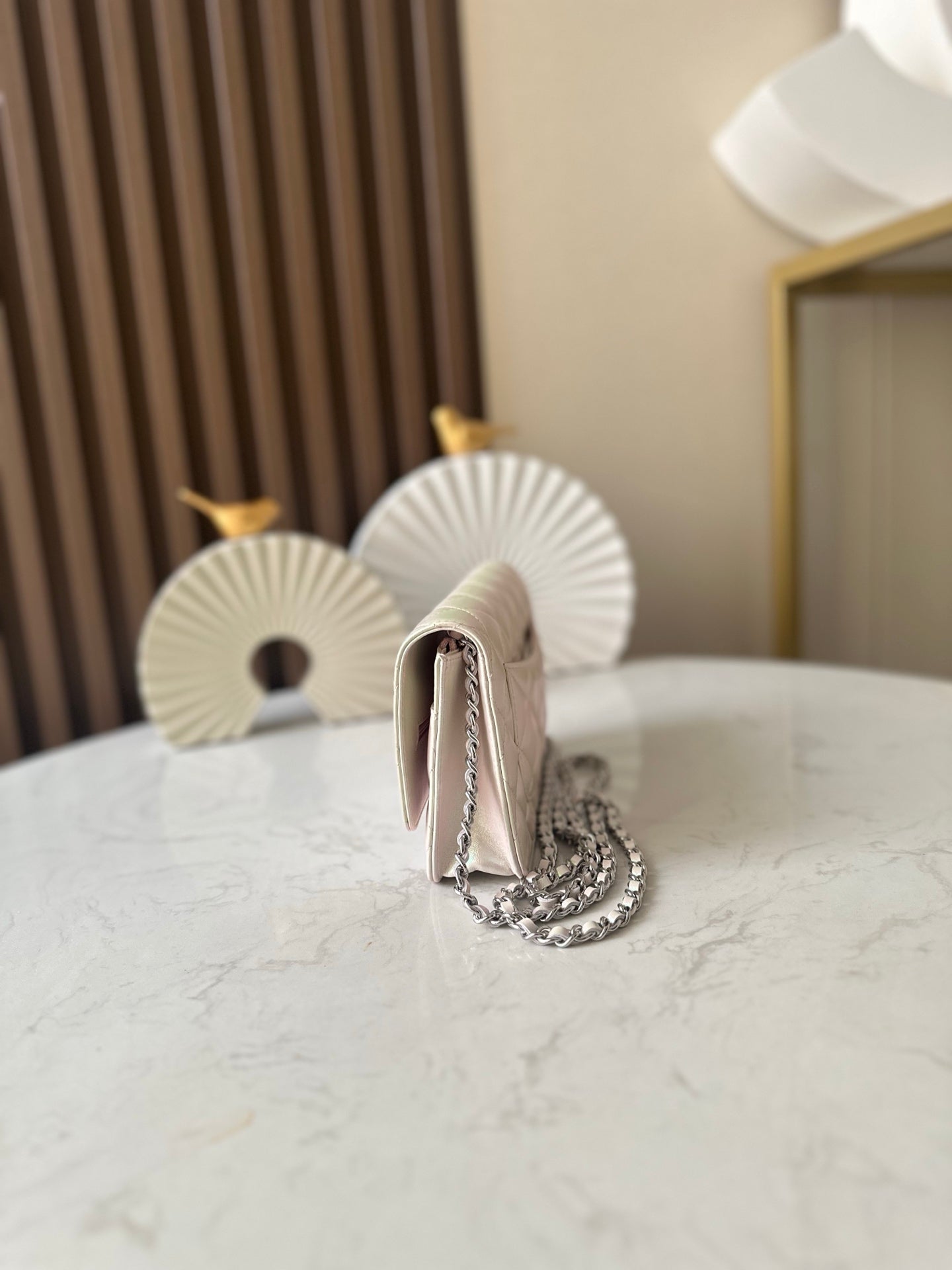 Cha**WOC flight attendant bag pearlescent lambskin