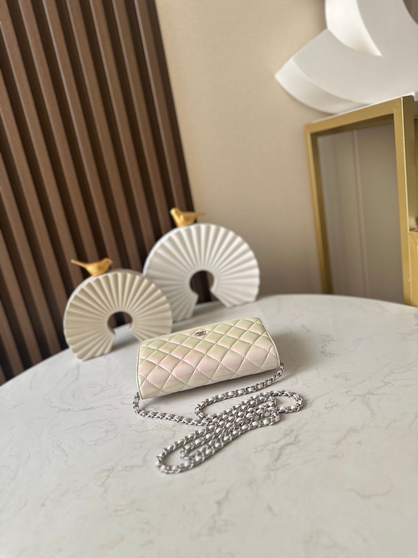 Cha**WOC flight attendant bag pearlescent lambskin