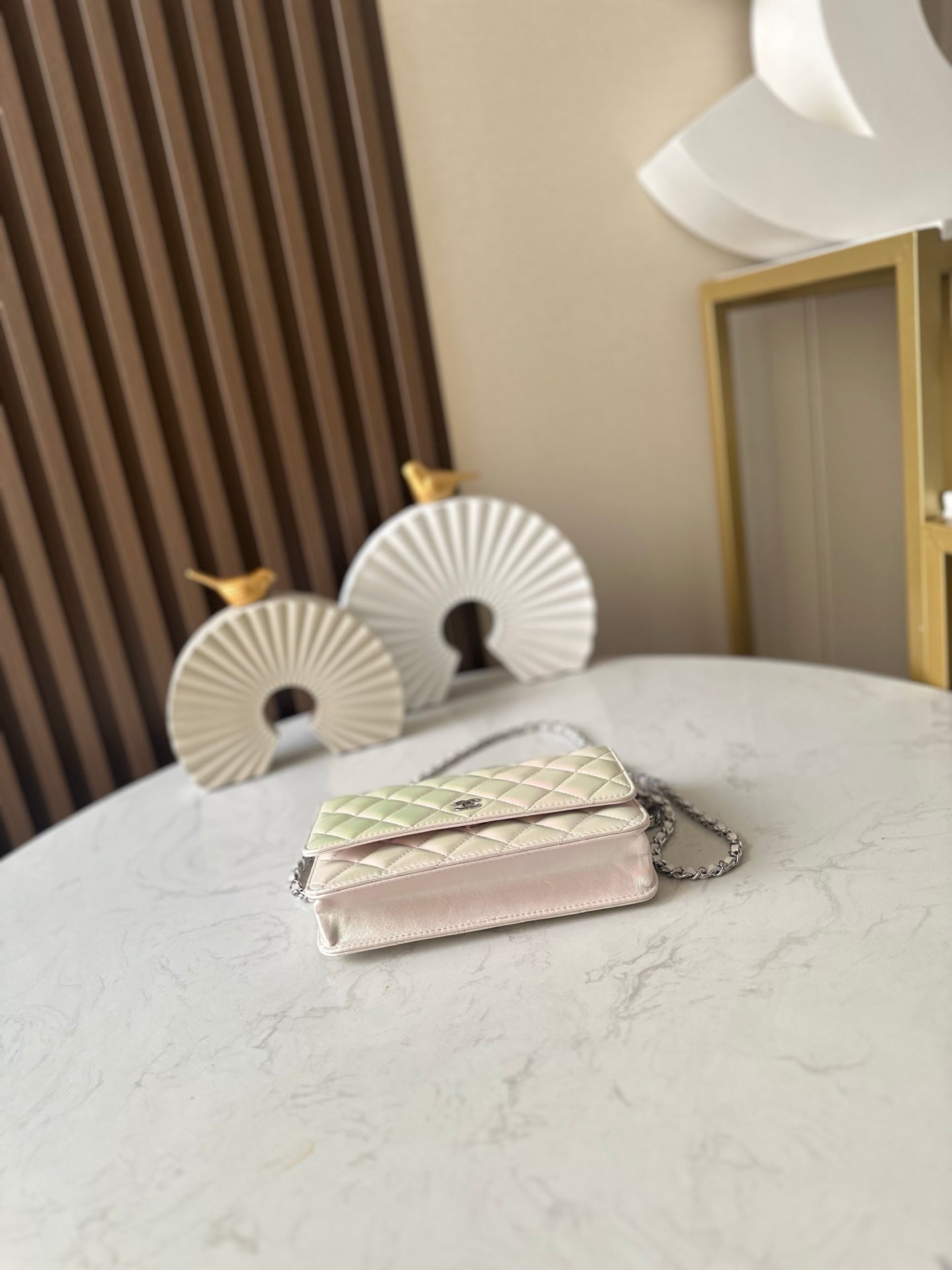 Cha**WOC flight attendant bag pearlescent lambskin