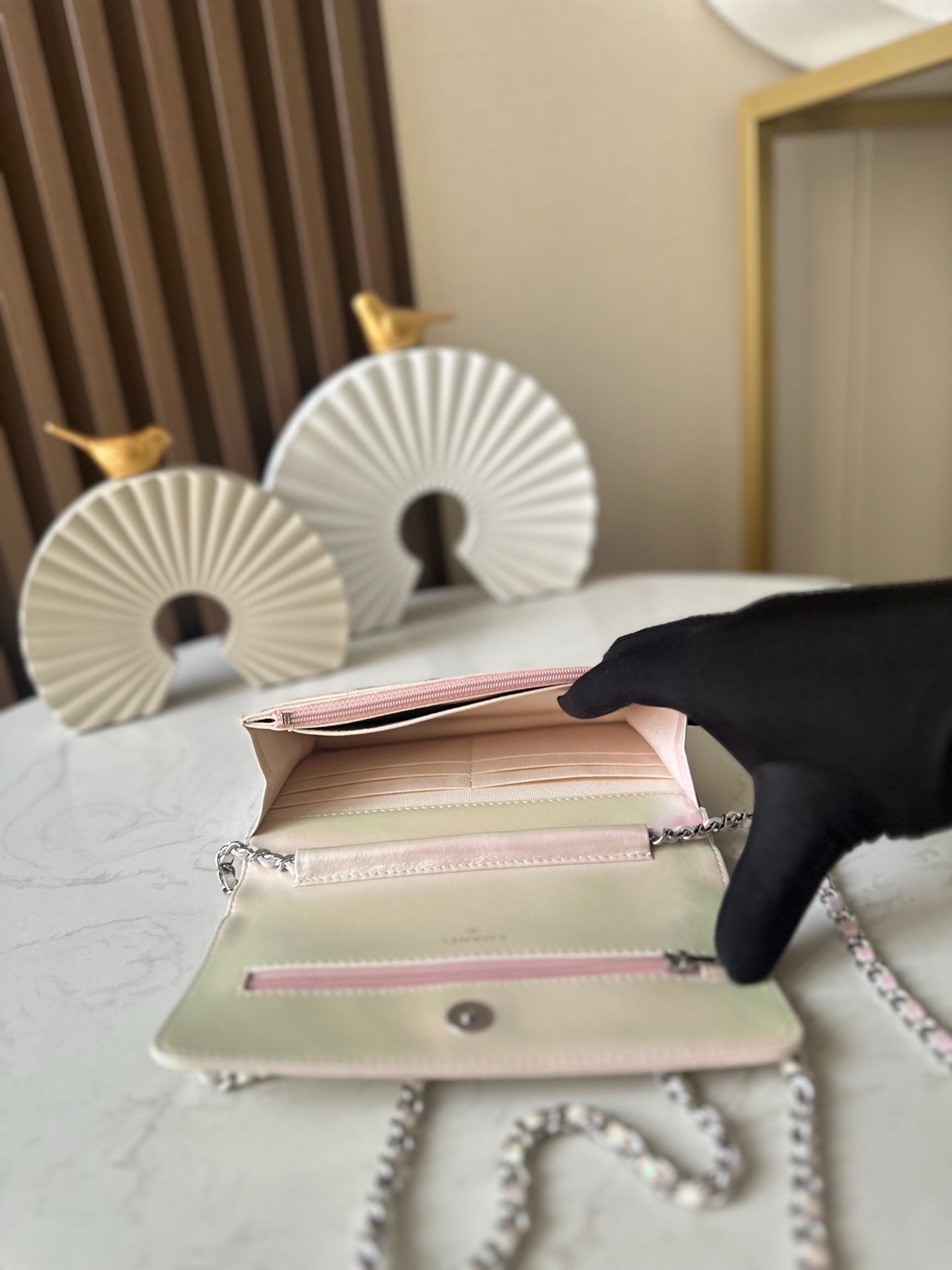 Cha**WOC flight attendant bag pearlescent lambskin