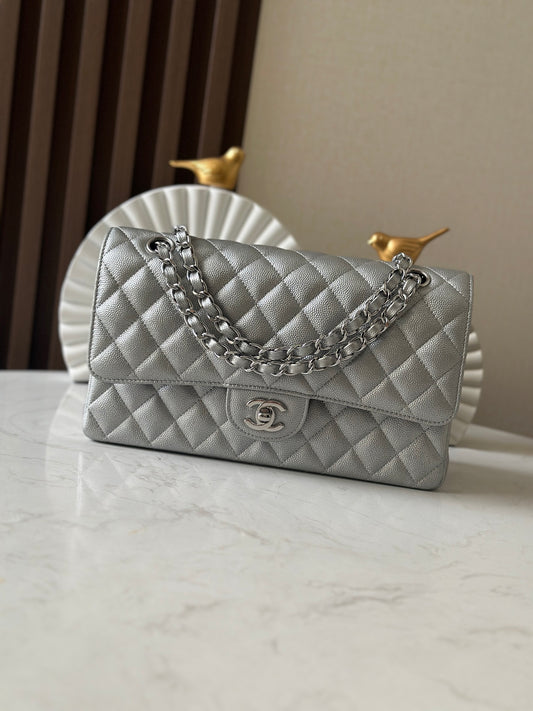 Cha**CF chain flap bag with fine ball pattern