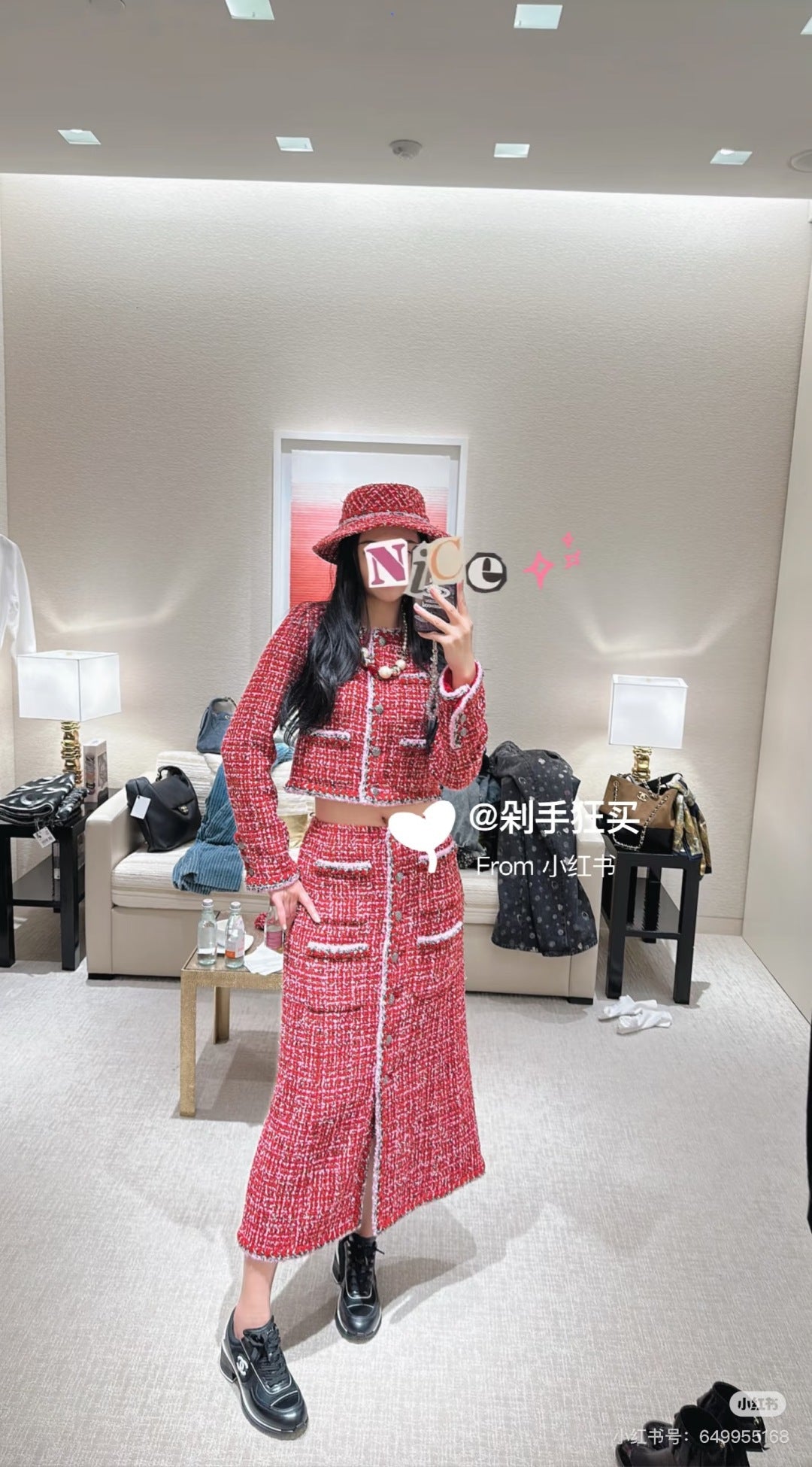 Cha**25FW Red wool coat set