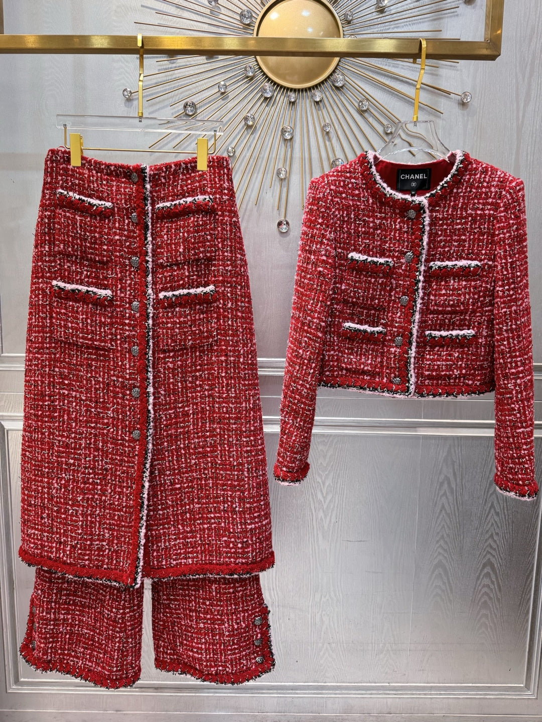 Cha**25FW Red wool coat set