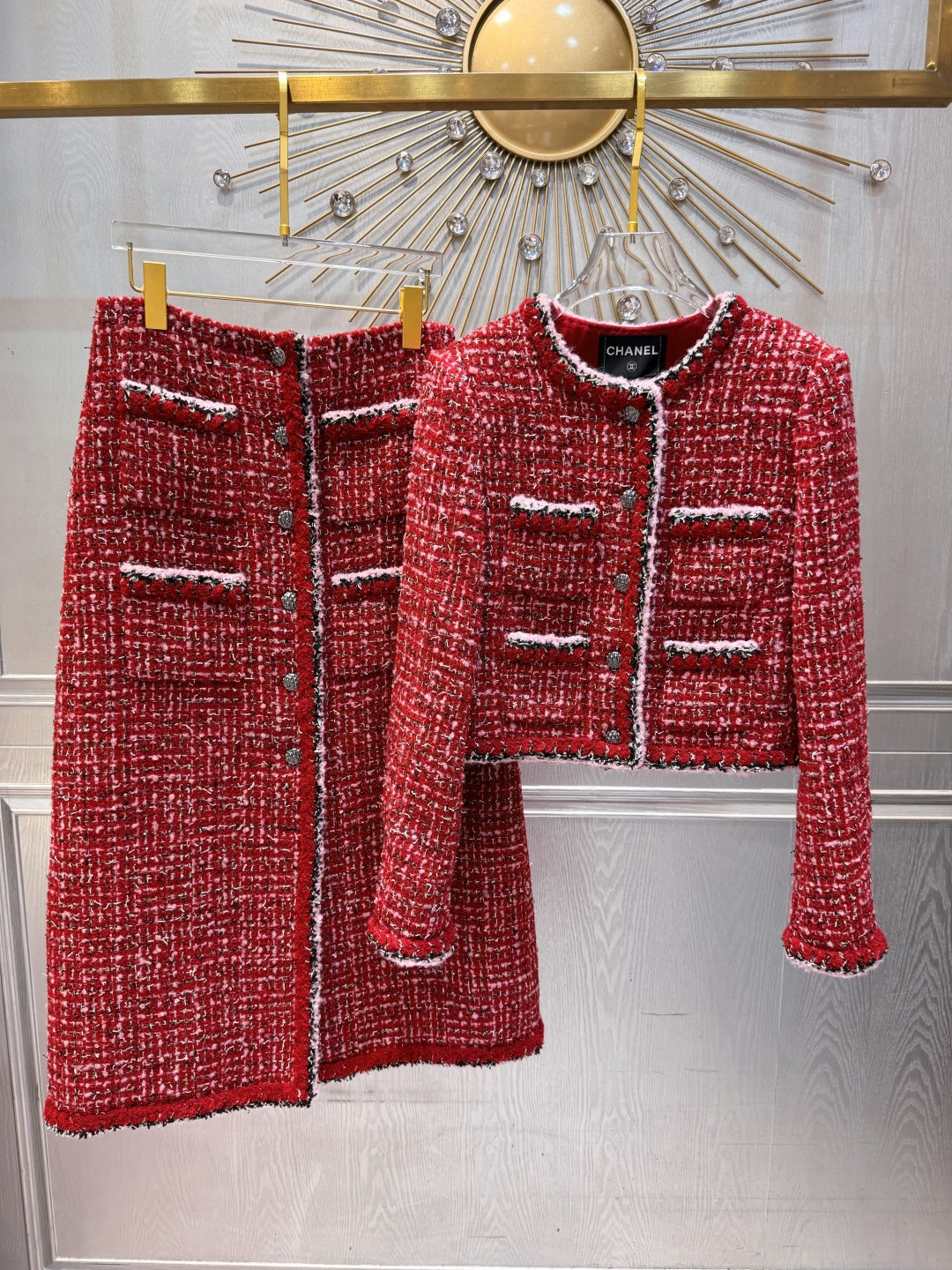 Cha**25FW Red wool coat set