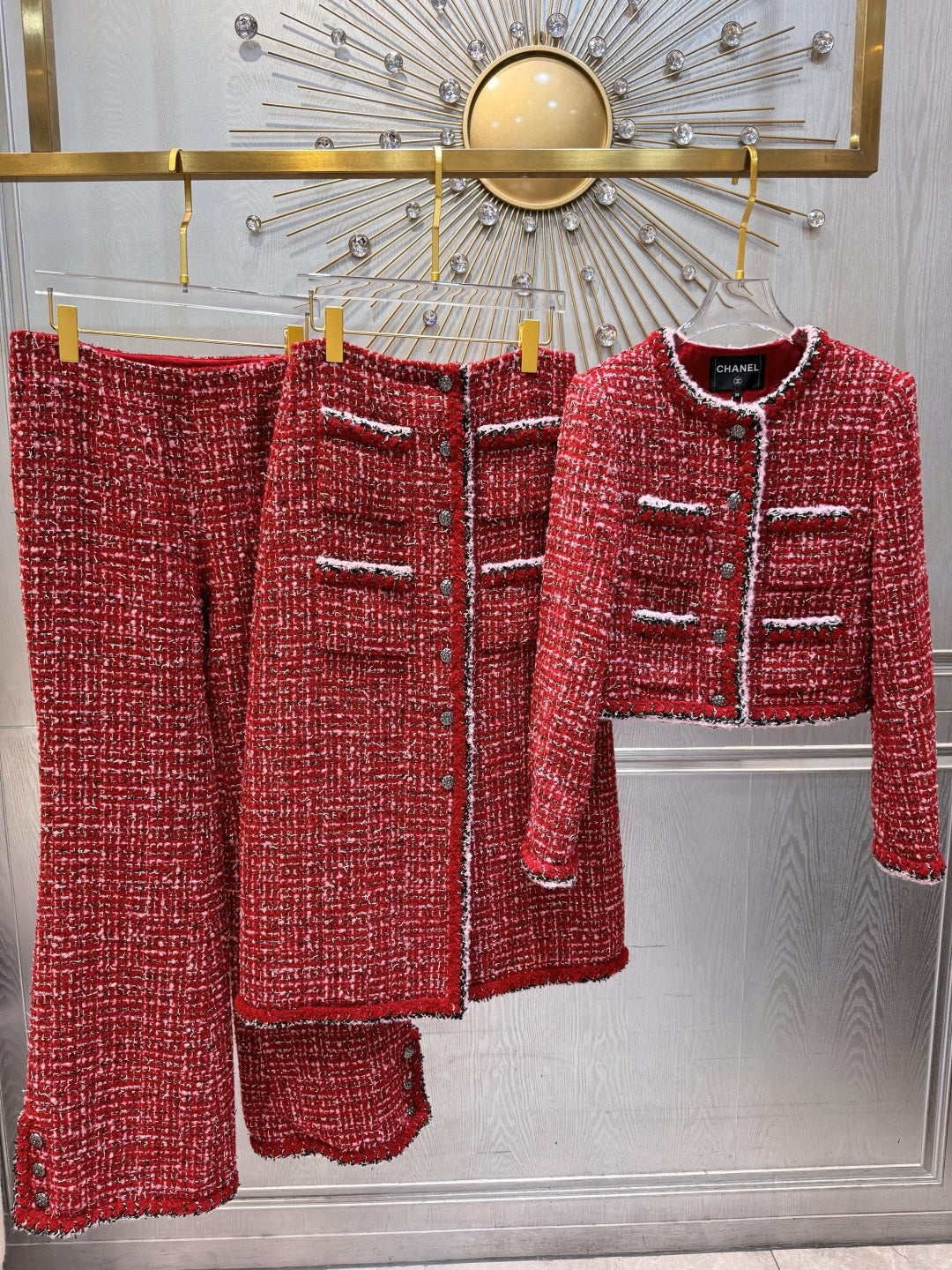 Cha**25FW Red wool coat set