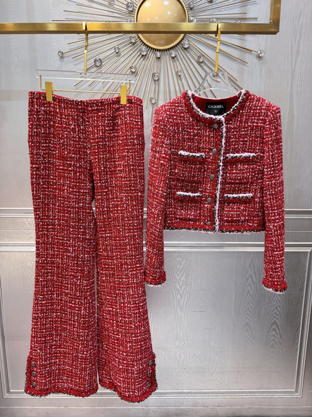 Cha**25FW Red wool coat set