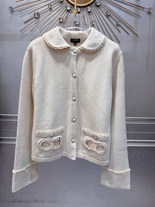 Cha**25fw Bow Knit Cardigan