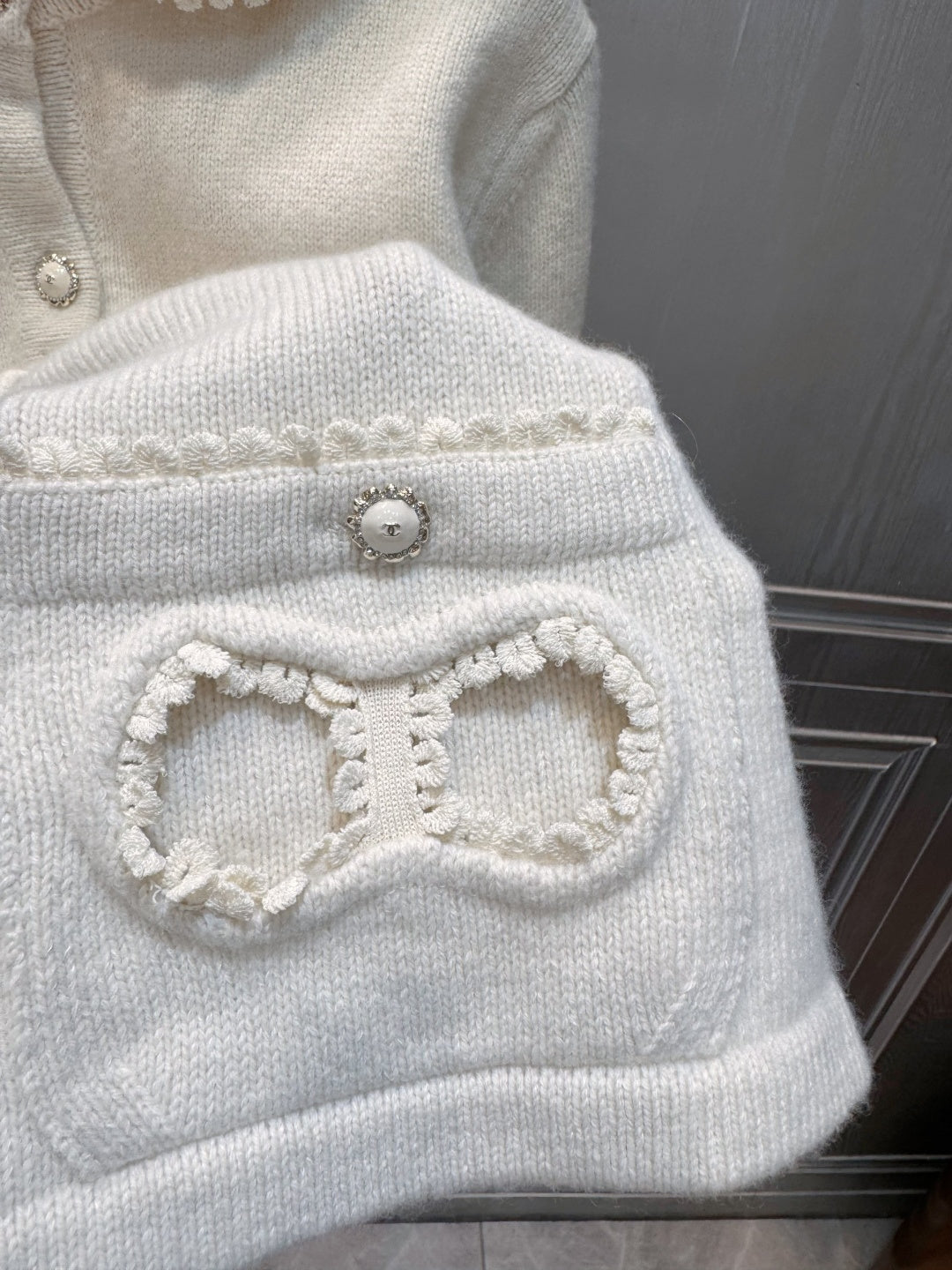 Cha**25fw Bow Knit Cardigan