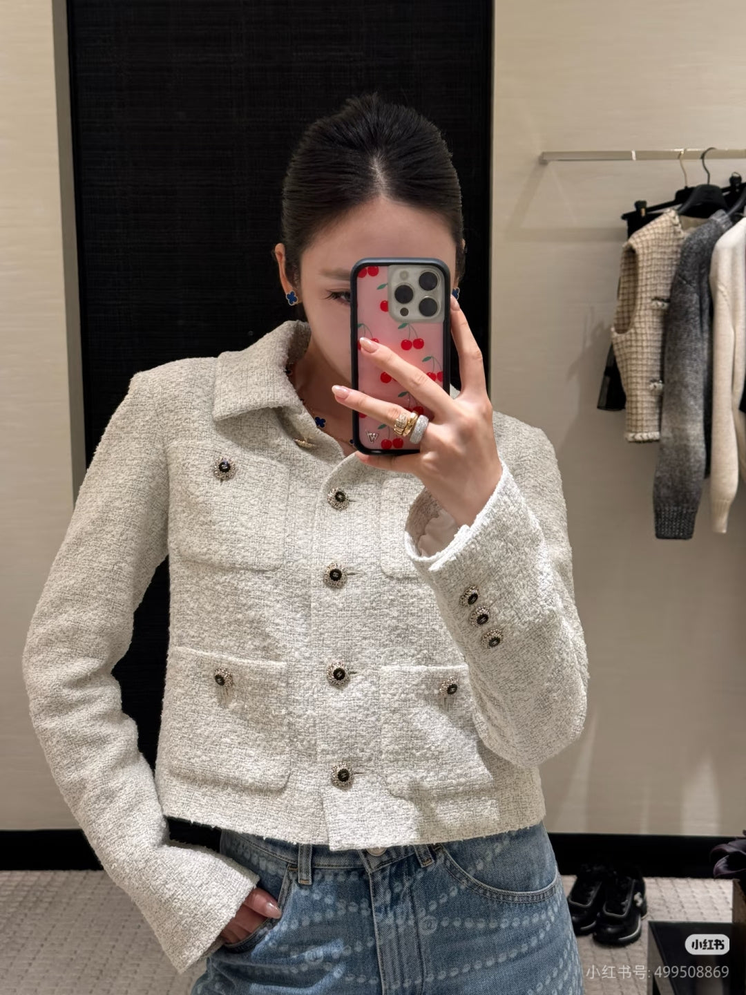 Cha**fw 25K series tweed coat, off-white