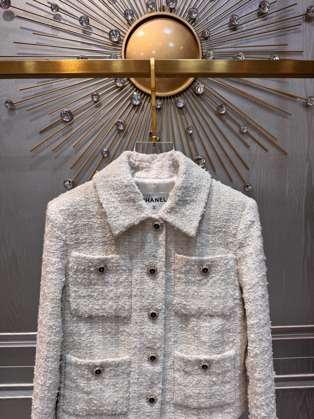Cha**fw 25K series tweed coat, off-white