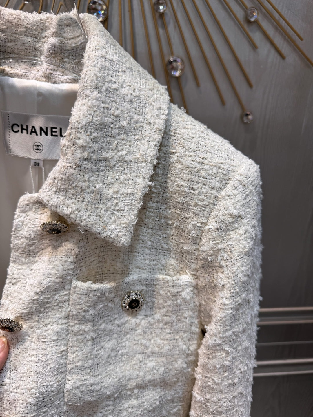 Cha**fw 25K series tweed coat, off-white