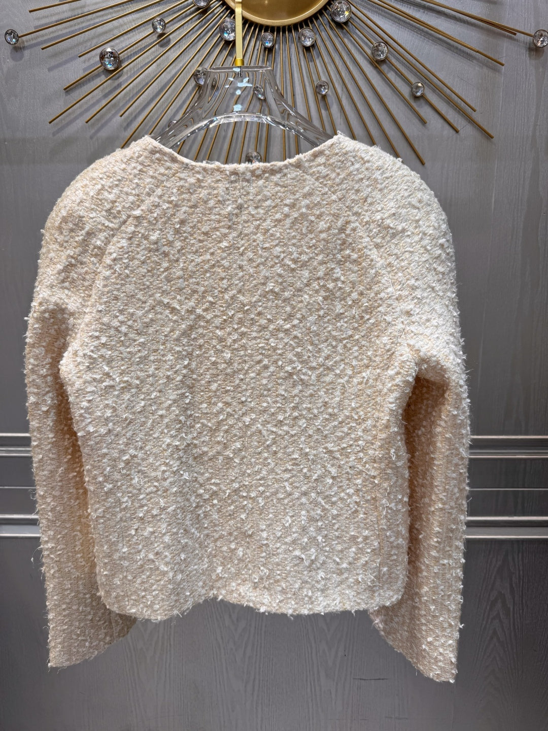 Cha**fw 25K beige tweed jacket and skirt set