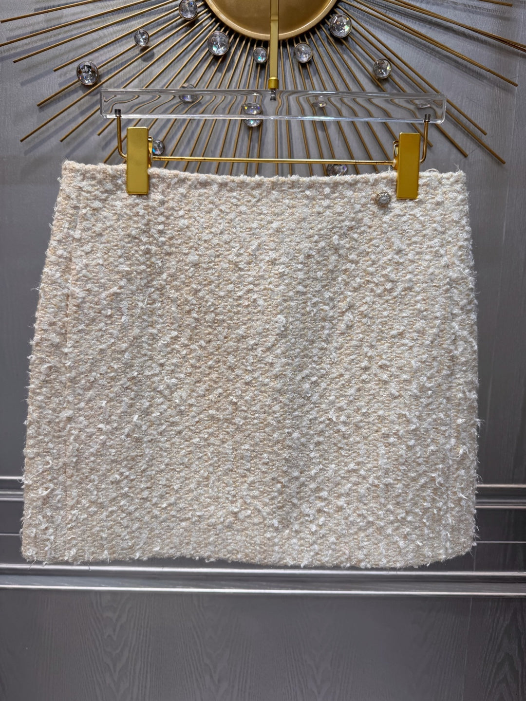 Cha**fw 25K beige tweed jacket and skirt set