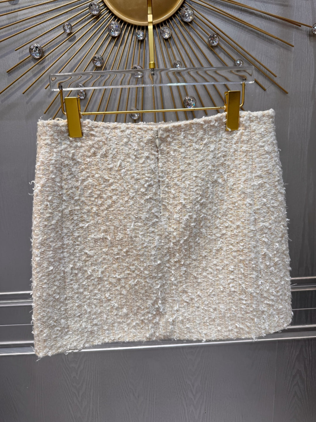 Cha**fw 25K beige tweed jacket and skirt set