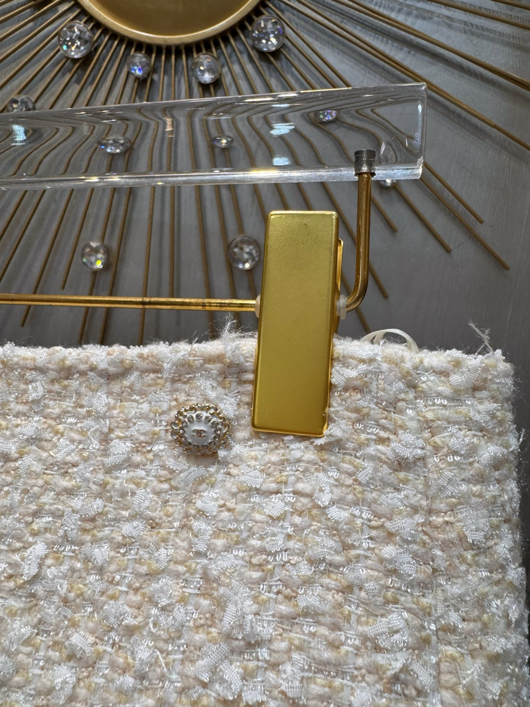 Cha**fw 25K beige tweed jacket and skirt set