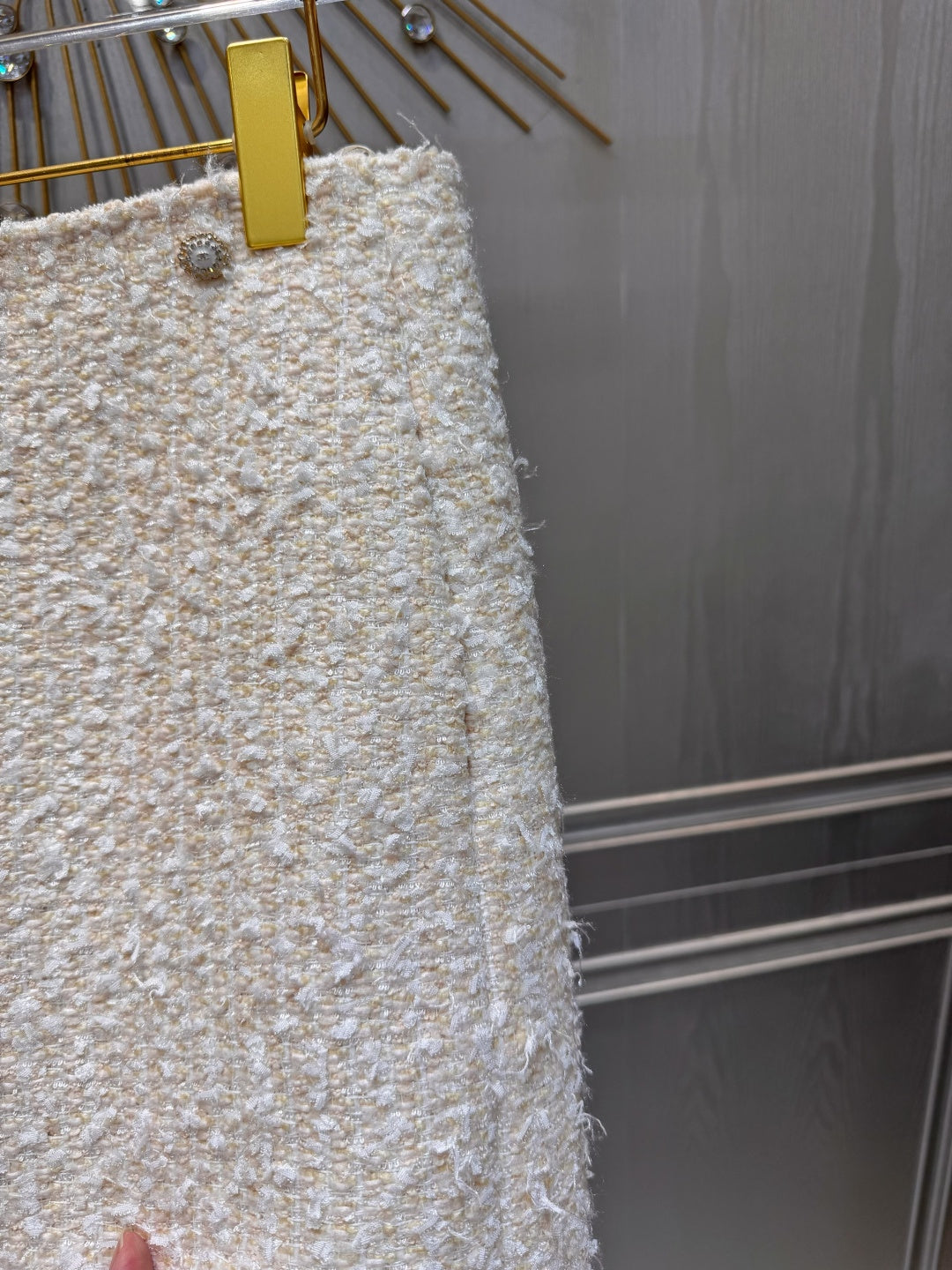 Cha**fw 25K beige tweed jacket and skirt set