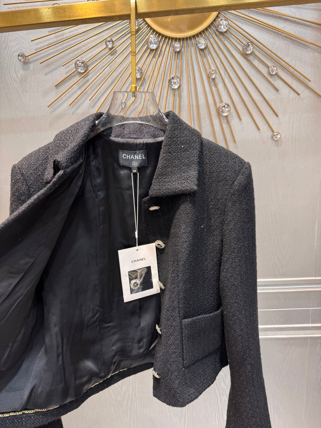 Cha**fw 25k black tweed coat