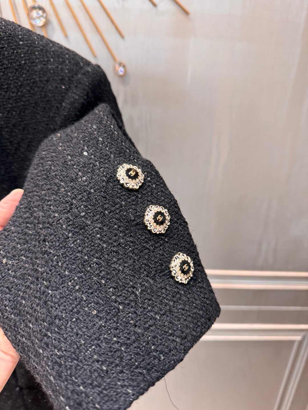 Cha**fw 25k black tweed coat