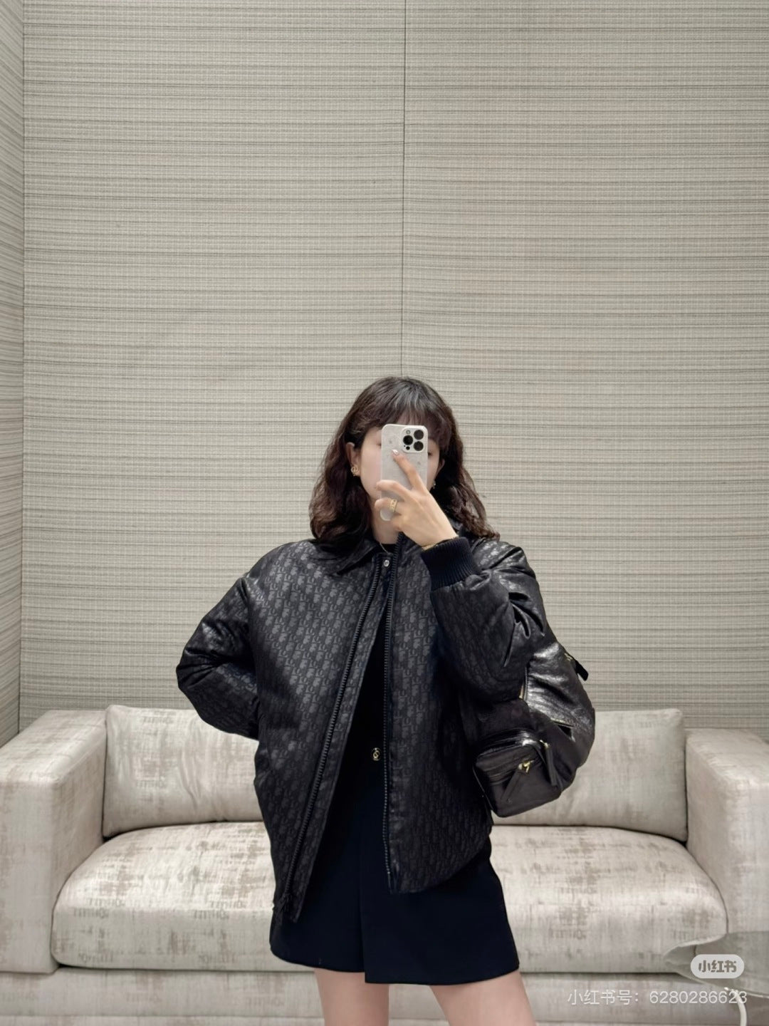 Cd**25fw new black monogram shirt-style cotton jacket