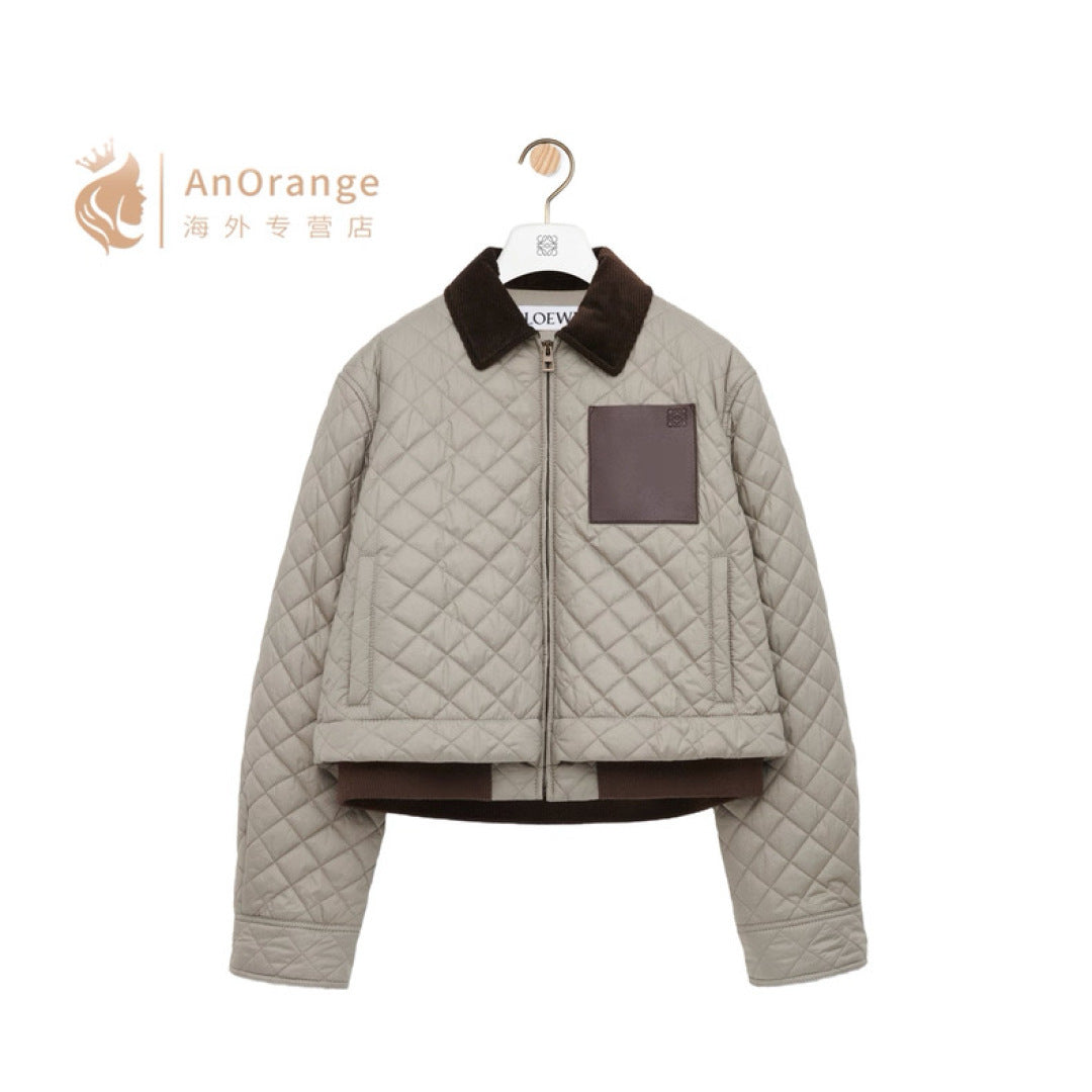 Cel**25fw new arc de Triomphe diamond-patterned quilted cotton coat