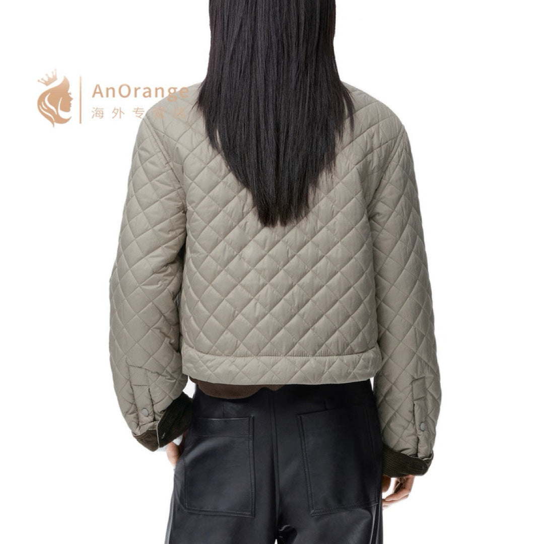 Cel**25fw new arc de Triomphe diamond-patterned quilted cotton coat