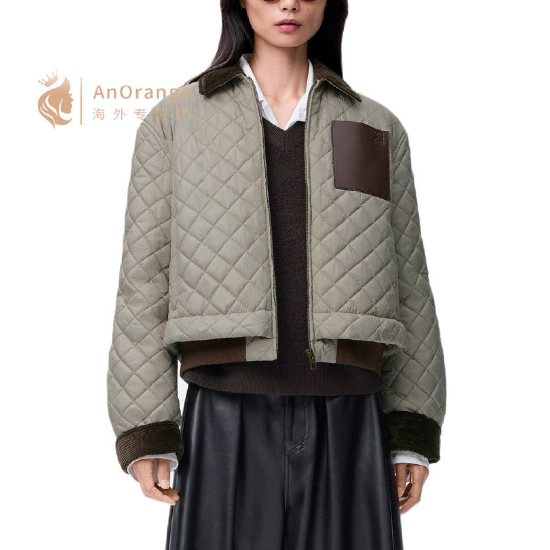 Cel**25fw new arc de Triomphe diamond-patterned quilted cotton coat