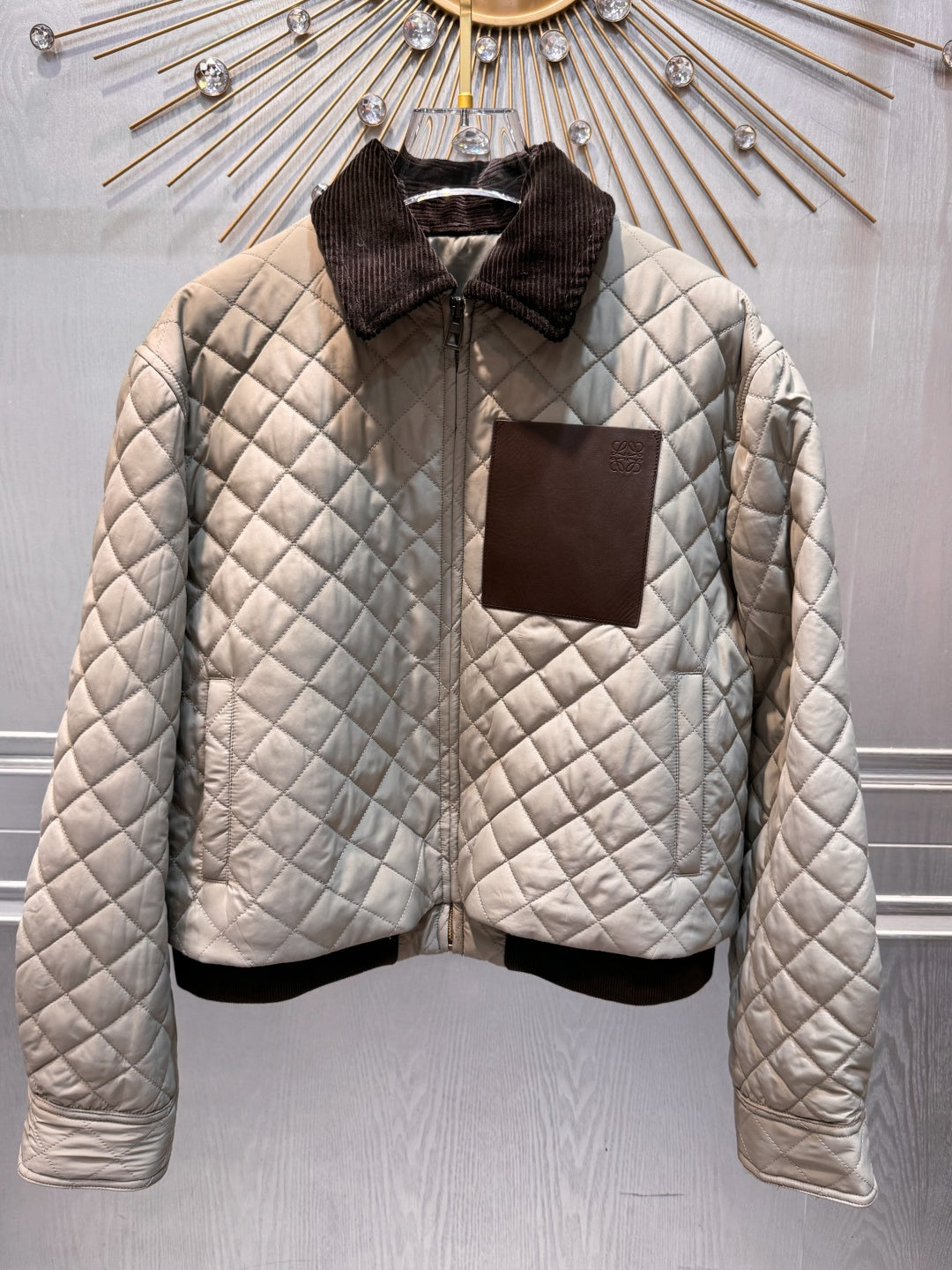 Cel**25fw new arc de Triomphe diamond-patterned quilted cotton coat