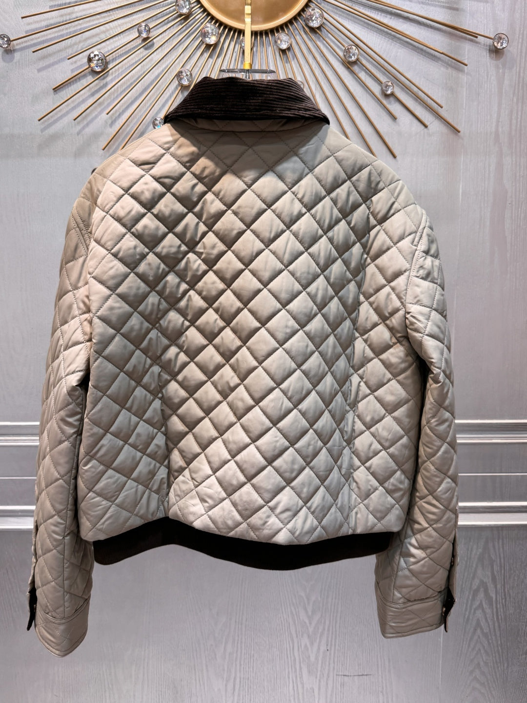 Cel**25fw new arc de Triomphe diamond-patterned quilted cotton coat