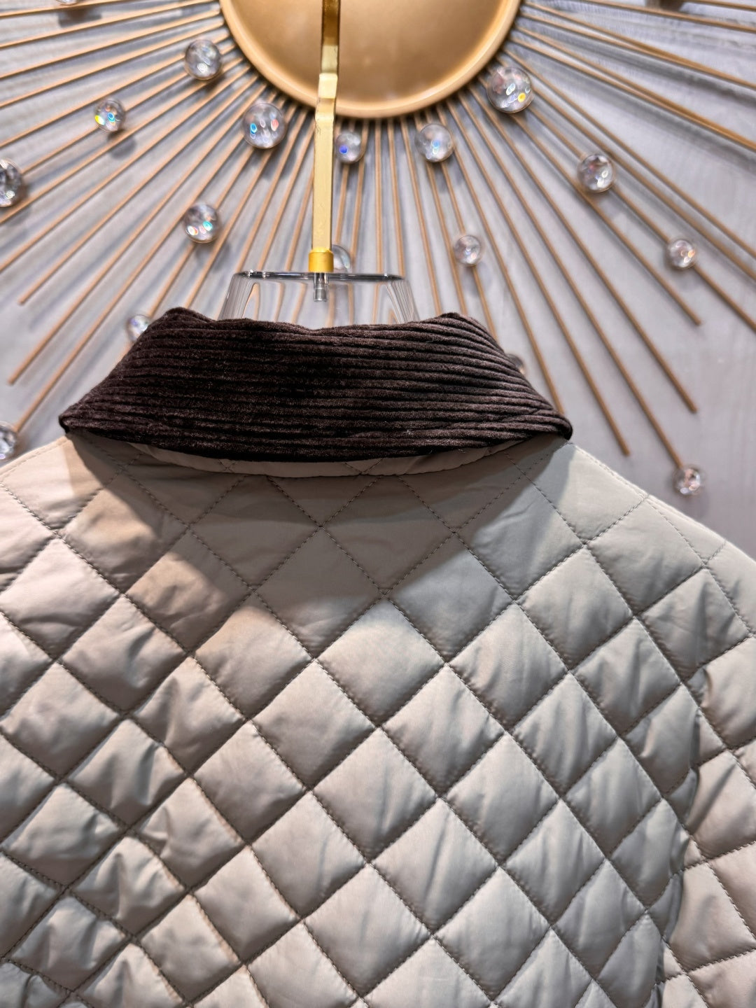 Cel**25fw new arc de Triomphe diamond-patterned quilted cotton coat