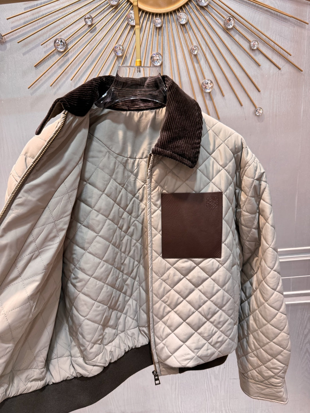 Cel**25fw new arc de Triomphe diamond-patterned quilted cotton coat