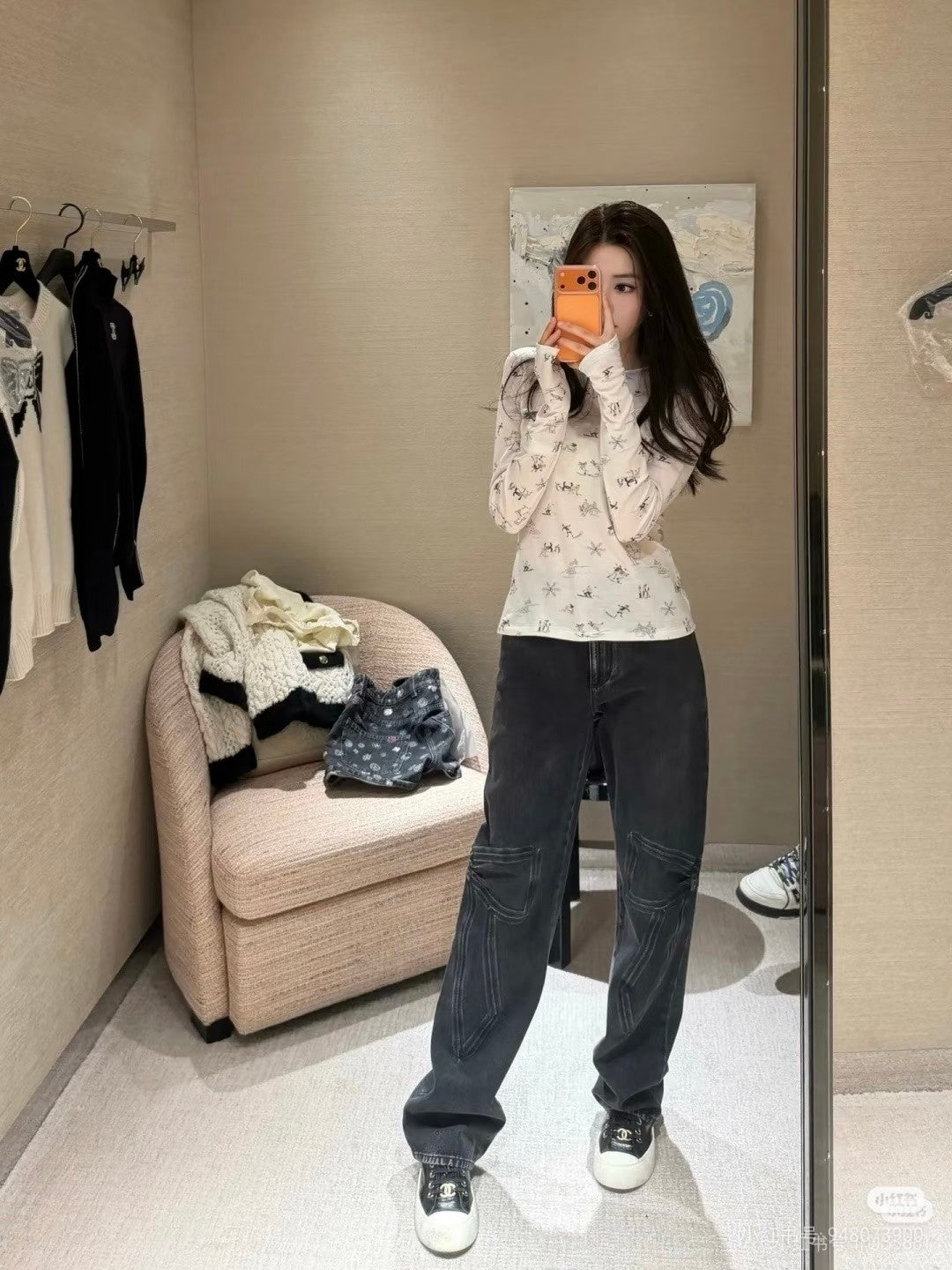 Cha**25K autumn/winter collection bow-tie jeans