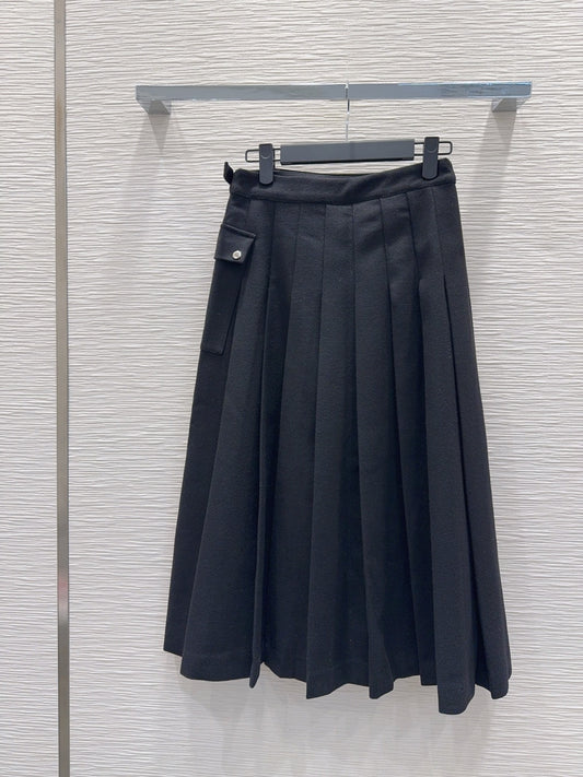 Cd**25fw new black midi skirt